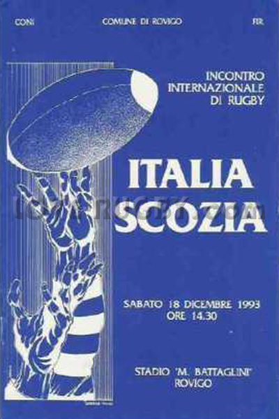 1993 Italy v Scotland A  Rugby Programme